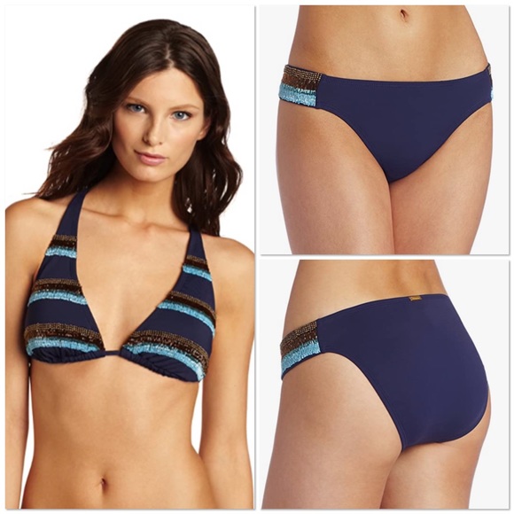 Hermanny by Vix navy and brown beaded bikini 12 - Picture 1 of 15